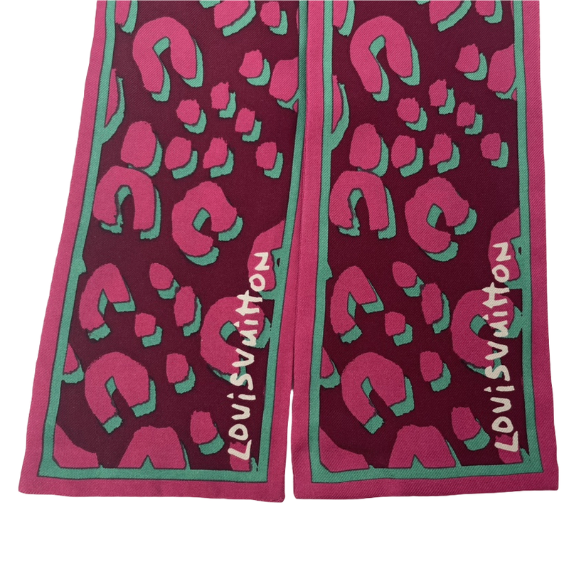 Louis Vuitton Leopard Print Leopard Bandeau Scarf Silk Tulle Pink