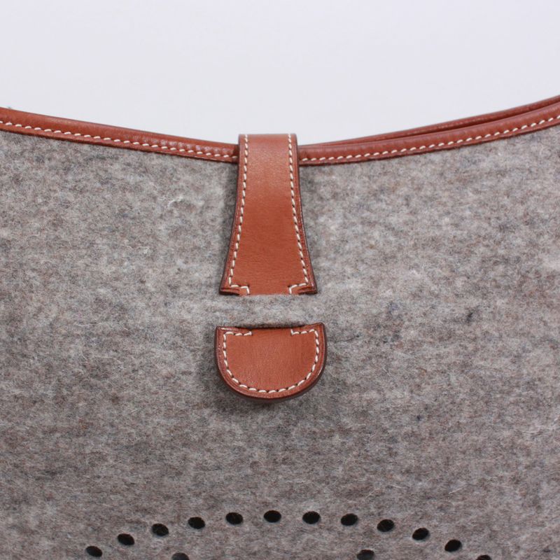 Hermes Evelyn 1 Leather And Felt Gray Shoulder Bag Silver