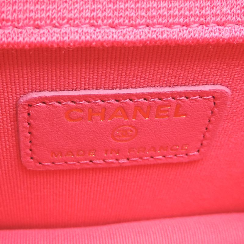 Chanel Shoulder Mini Quilted Chain Cotton Red Bag