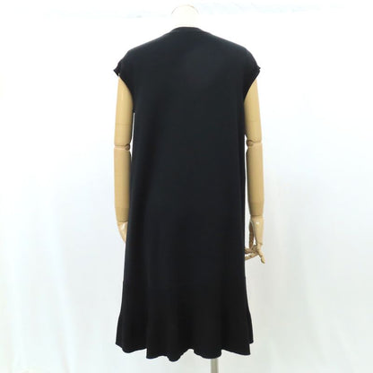 Louis Vuitton No Sleeve Knit Dress Wool L Black Bijoux Decoration Knee