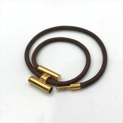 Hermes Tournis Bangle Bracelet Leather Gold