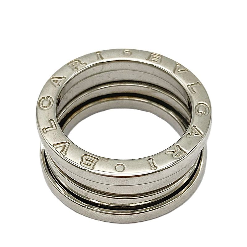 Bulgari Bvlgari B-zero1 2 Band Ring #49 18K White Gold 84g White Togo Old