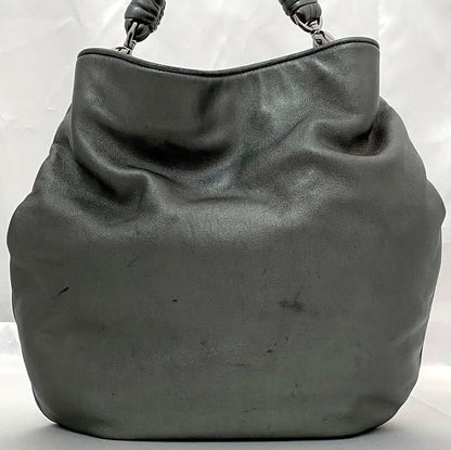 Loewe Tote Bag Metallic Gray Anagram Excellent Condition Preowned Leather