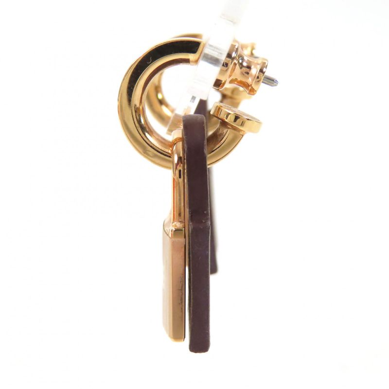 Hermes Auchelie GP Hoop Cadena Motif H Logo Earrings For Both Ears Gold With