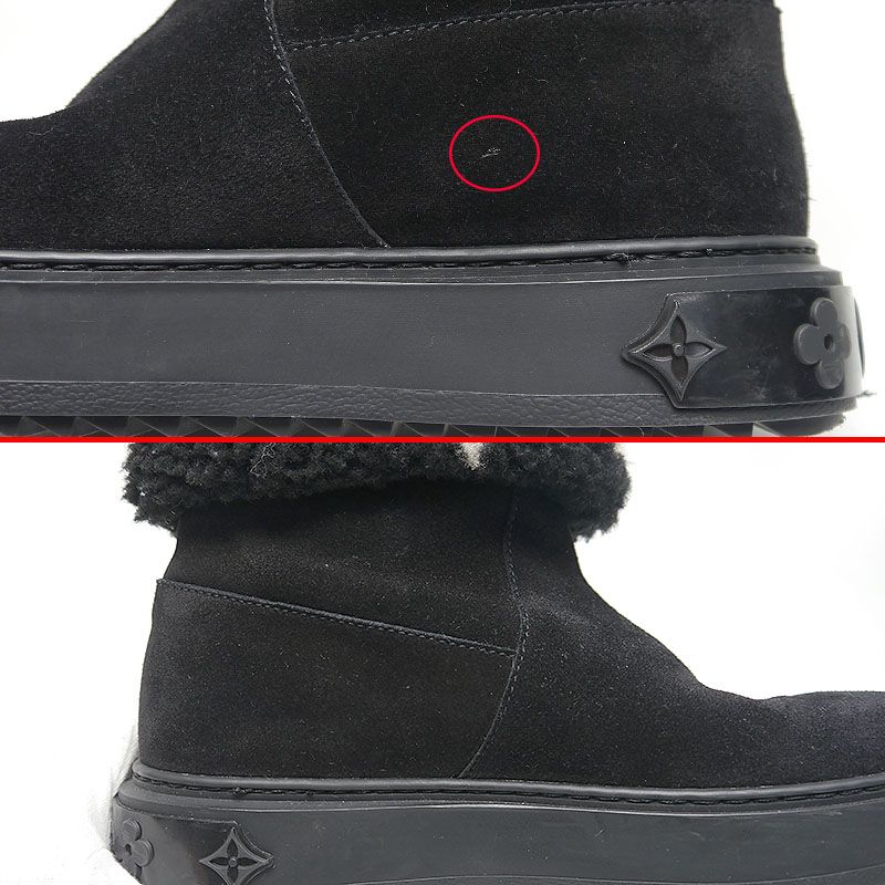 Louis Vuitton LV Snowdrop Line Ankle Boots 35 Black Mouton Boots