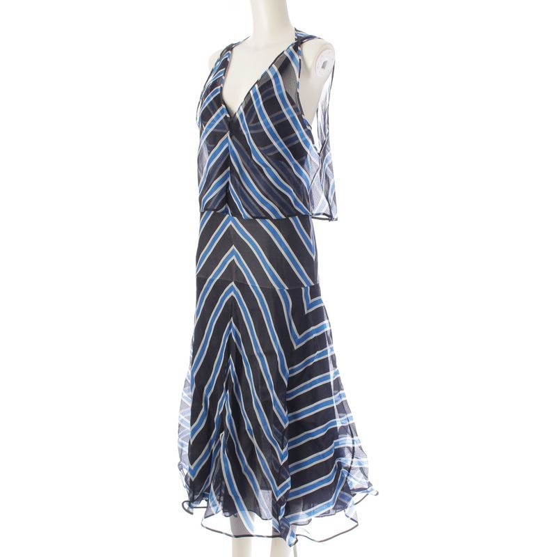 Fendi 17 Silk Mesh Sleeveless Layered Design 2WAY Dress Cami Dress Blue 38