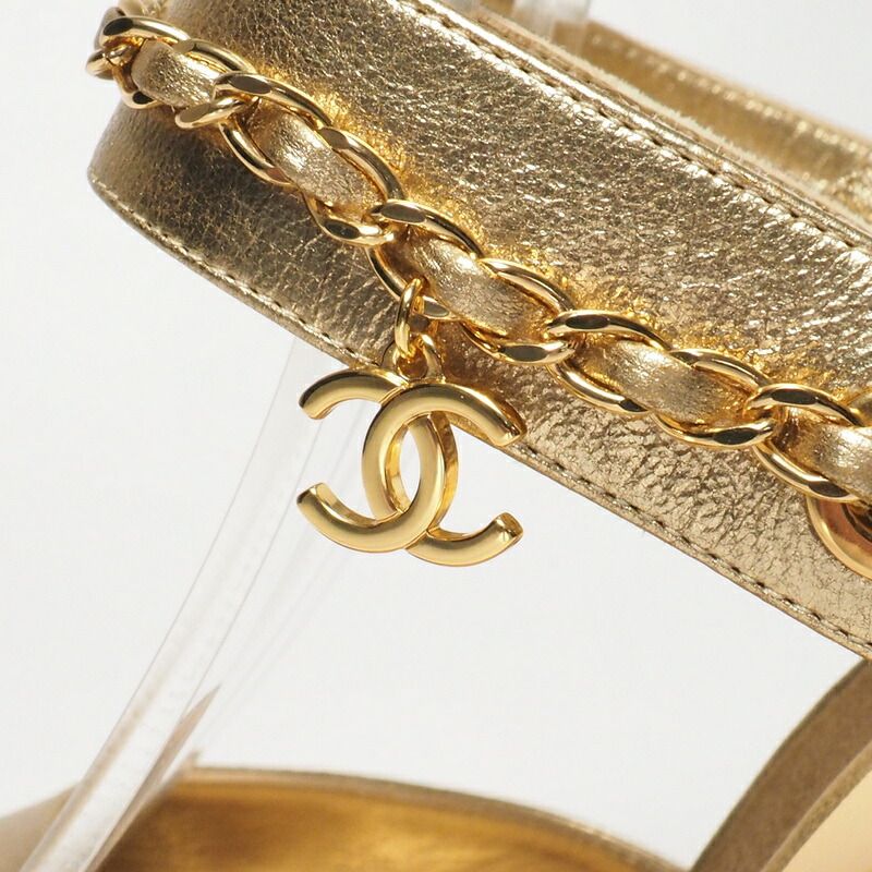 Chanel Sandals Size 36 1 2C Leather Back Strap Sandals Shoes CC Logo Coco Mark