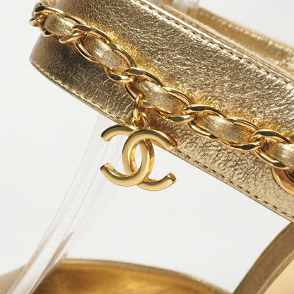 Chanel Sandals Size 36 1 2C Leather Back Strap Sandals Shoes CC Logo Coco Mark