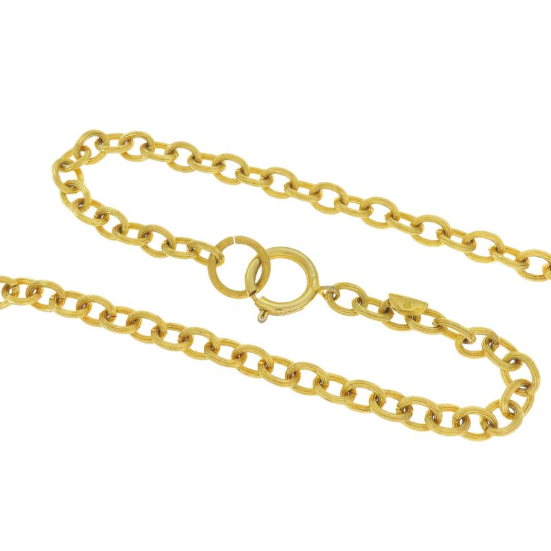 Chanel Relief Matelasse Framed Round Reversible Pendant Necklace Women