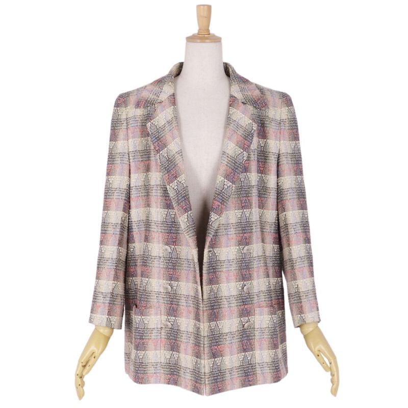 Vintage Chanel 98P Jacket Tailored Jacket Double Breasted Coco Mark Tweed