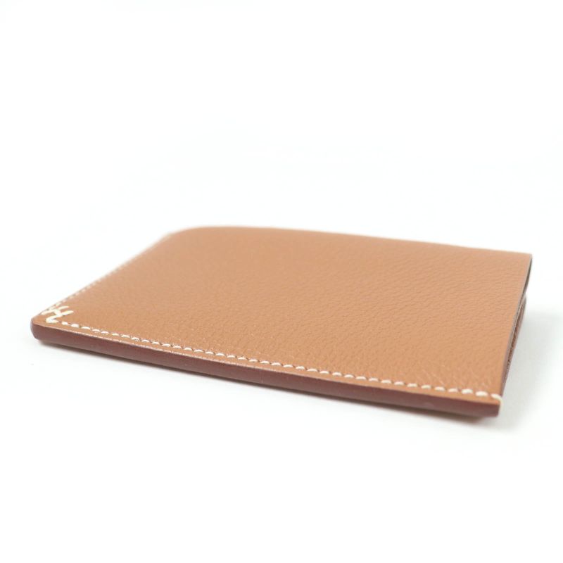 Hermes H Serie Gold Vaux Evercolor Card Case Passcase W Engraved With Box Made