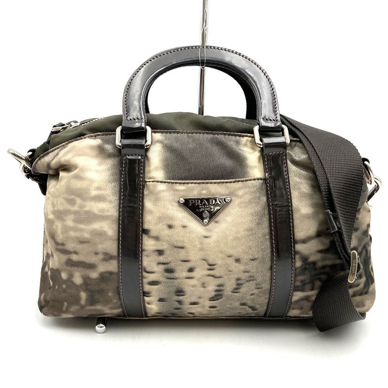 Prada Shoulder Bag Handbag Triangle Nylon Brown Women