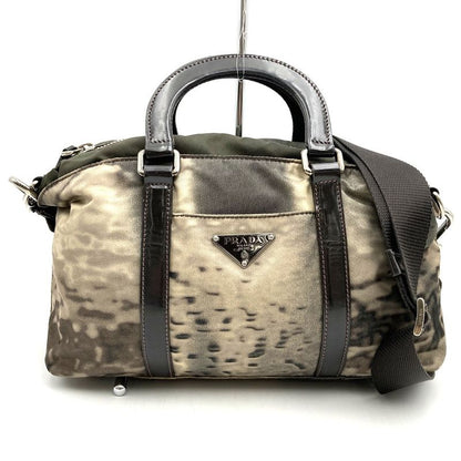 Prada Shoulder Bag Handbag Triangle Nylon Brown Women