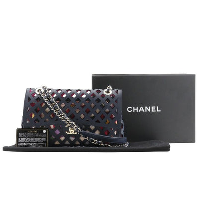 Chanel Chain Shoulder Perforated As2376 Calf Navy Blue Ladies Shoulder Bag