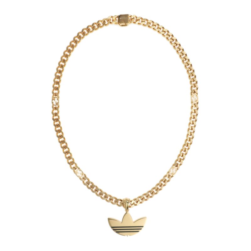 Gucci Adidas Collaboration Necklace Trefoil Golmette Chain Gold Black