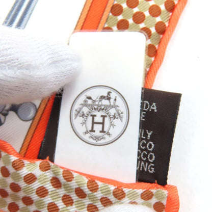 Hermes 25SS Gavroche Twill Caric-a-pomp 100% Silk Blanc/orange/brun Scarf With