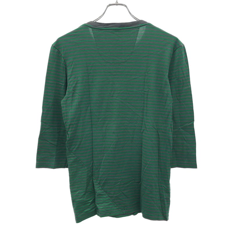 Balenciaga 11aw Paneled Henley Neck Striped Cut & Sewn 273970 Tv977 Green XS