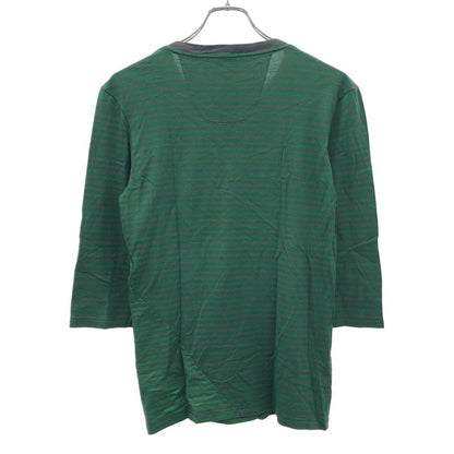 Balenciaga 11aw Paneled Henley Neck Striped Cut & Sewn 273970 Tv977 Green XS