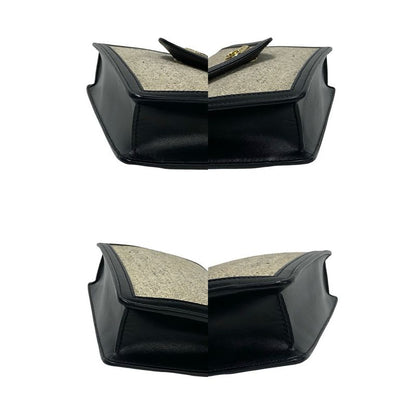 Celine Triomphe Chain Shoulder Bag Canvas Leather Mini