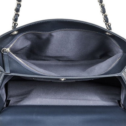 Chanel Matelasse Chain Tote Leather Navy Silver Hardware Coco Charm