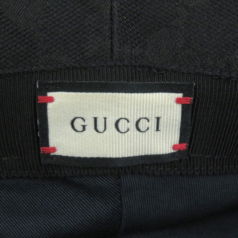 Gucci 576587 GG Canvas GG Marmont Logo Gold Hardware Bucket Hat Black L/59cm