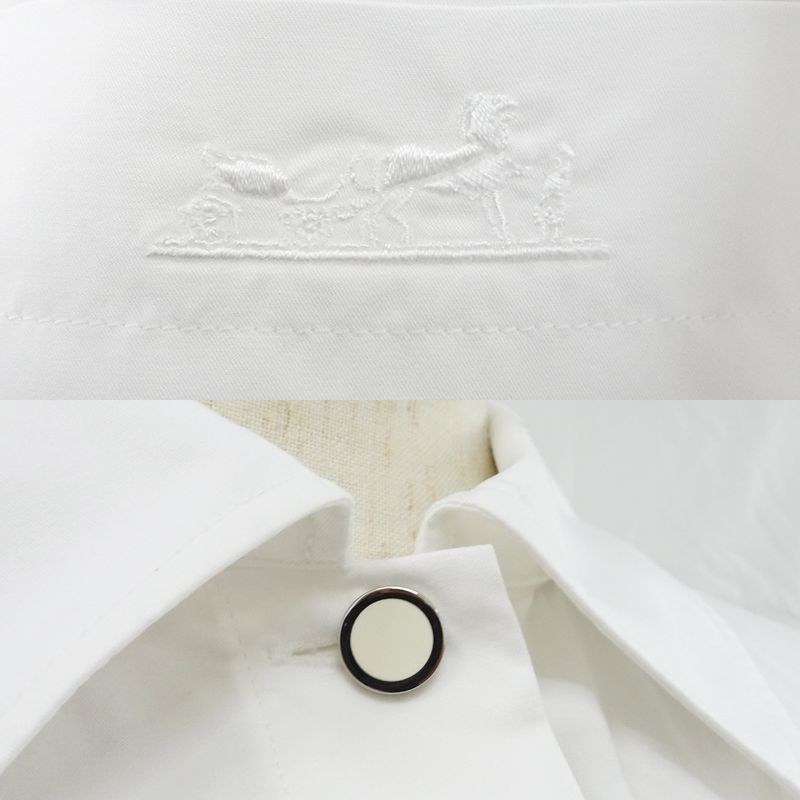 Hermes Shirt Dress 34 White 4e0501dv Cotton Clothes Apparel Clothing