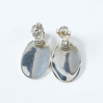 CHANEL Oval Logo Earrings For Both Ears Accessories Sv925 Silver With Box