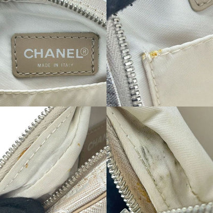 Chanel Pouch New Travel Line Coco Mark 7th Beige Jacquard Nylon Round Small