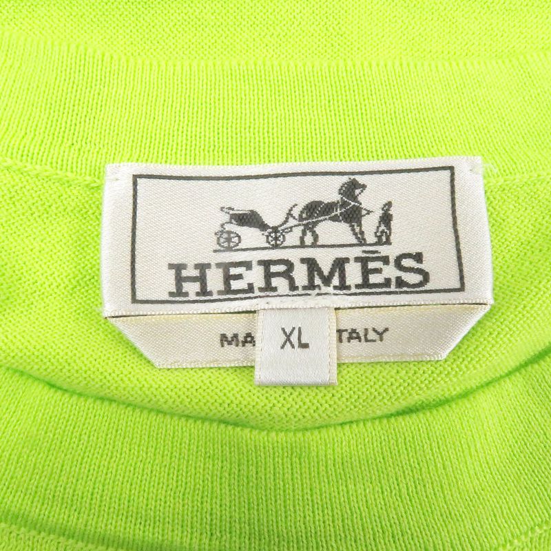 Hermes 2021 Horse Pattern Crew Neck Light Hand Long Sleeve Knit Sweater Lime