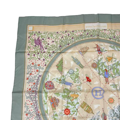Hermes Carre 90 Wwwhermescom World Map Scarf Silk Green
