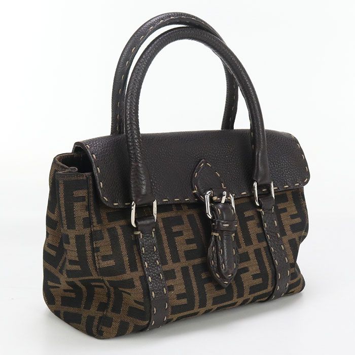 Fendi Selleria Mini Linda 8br486 Handbag Jacquard Leather Women