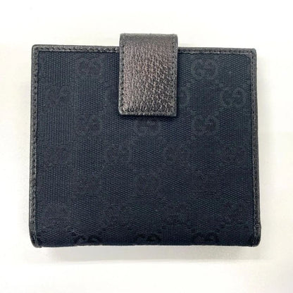 Gucci GG Canvas Leather Compact Wallet Bifold Wallet Double Hook 112664 Navy