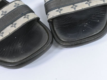 Authentic Louis Vuitton LV Monogram Comfort Sandals 36 Leather Canvas Black