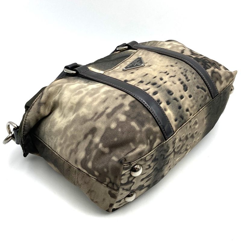 Prada Shoulder Bag Handbag Triangle Nylon Brown Women