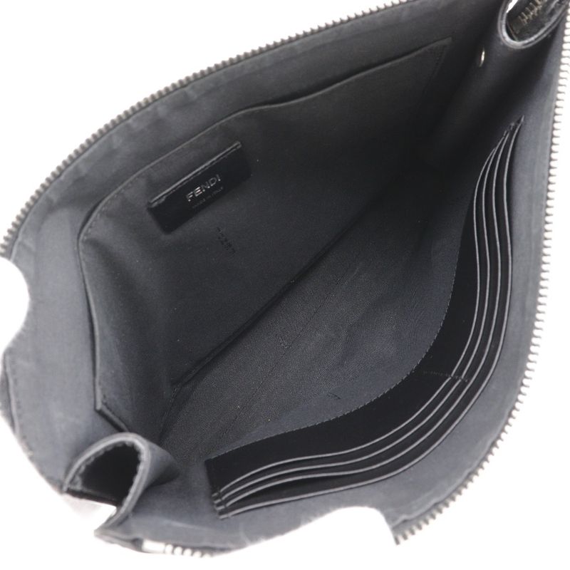 Fendi Bugs Monster 7va433 Calf Black Unisex Clutch Bag