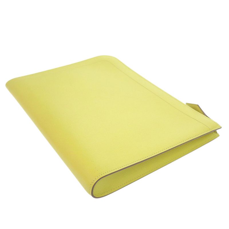Hermes Zip Tablet Vaux Epson Lime Engraved A (2017) Yellow Clutch Bag 0062