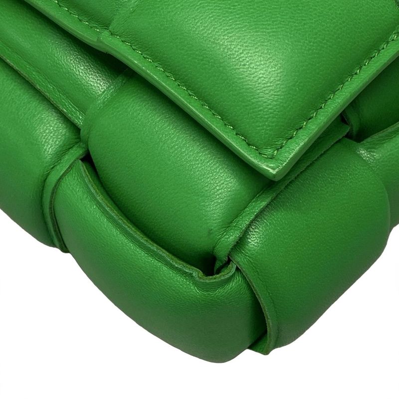 Bottega Veneta Shoulder Bag Padded Cassette Green Lambskin