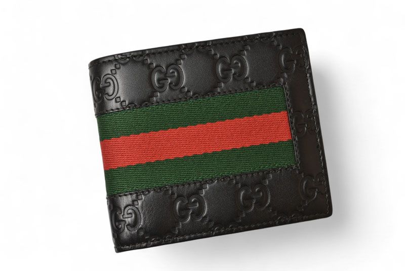 Gucci Wallet Bifold Wallet Gucci Men's Fold Wallet Webline Guccissima Black