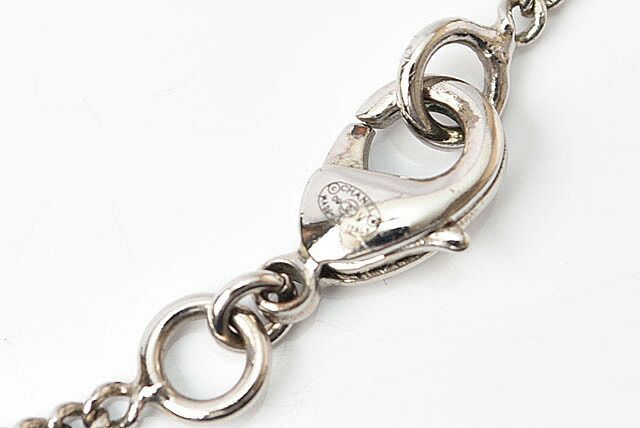 Chanel Necklace Pendant Chanel Coco Mark CC Rhinestone Silver White