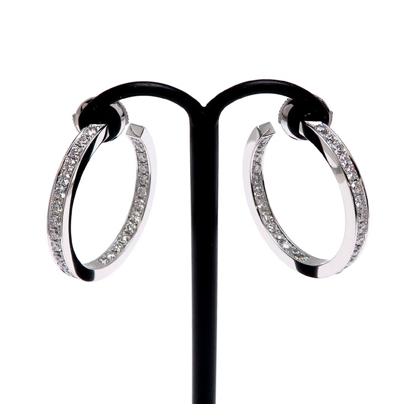 Cartier Diamond Hoop White Gold Earrings
