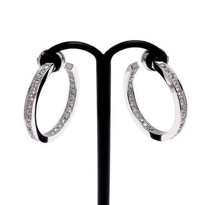 Cartier Diamond Hoop White Gold Earrings