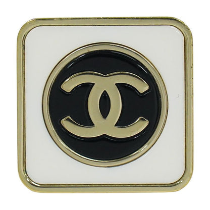 Authentic Chanel Coco Mark Ring Size 10 GP Gold Plated White Black Coco Mark