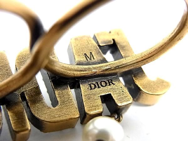 Christian Dior J'A DIOR Rhinestone Pearl Double Finger Ring Size M