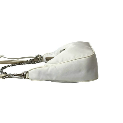Prada Re Edition Triangle Logo Hardware Nylon Saffiano Leather 2-Way Chain Semi