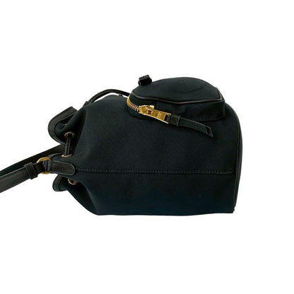 Prada Duet Logo Canvas Leather Drawstring 2-Way Handbag Shoulder