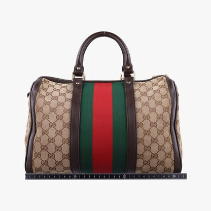 Guccisherry Line Beige And Green And Red Canvas And Leather 247205g010955325