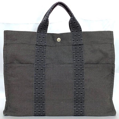 Hermes Tote Bag Tote MM Gray Her Line Excellent Condition Canvas