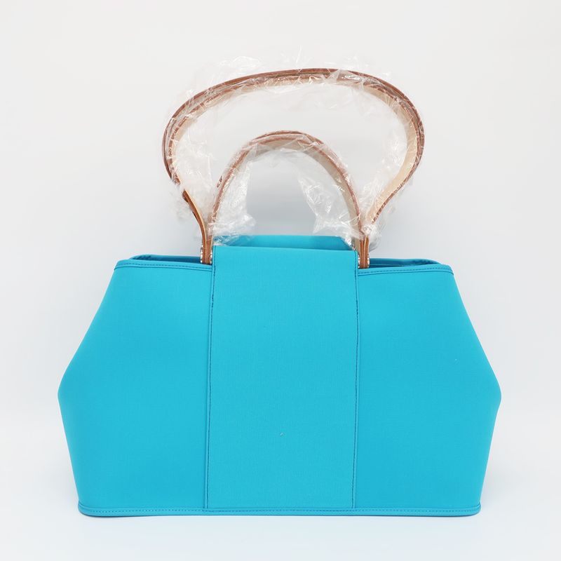 Hermes Cabas Quellen Handbag Tote Bag 2WAY Light Blue- P Engraved