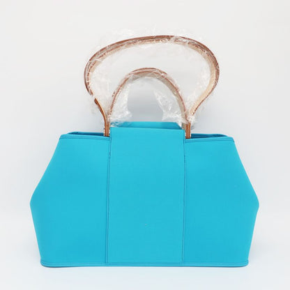 Hermes Cabas Quellen Handbag Tote Bag 2WAY Light Blue- P Engraved
