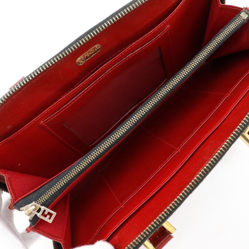 Fendi Wallet Bag Leopard Pattern Nylon Canvas Brown/red Ladies Handbag